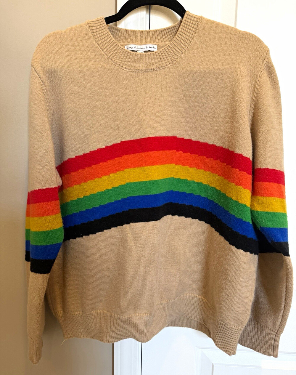 Young Fabulous & Broke Women's Rainbow Stripe Knit Crewneck Pullover Sweater M/L